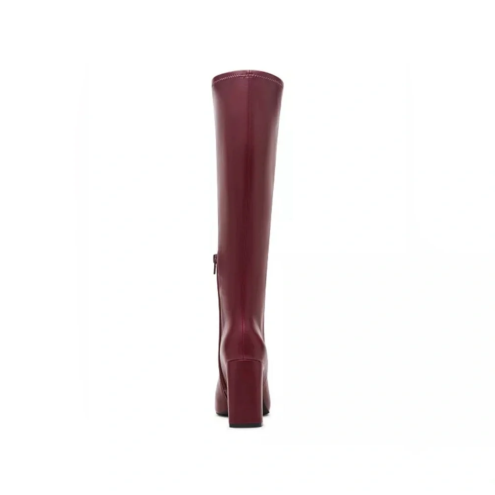 Madden Girl Wise Bordeaux Knee High Boots 6.5 Wide Calf Block Heel Wine NWOT - Picture 11 of 16